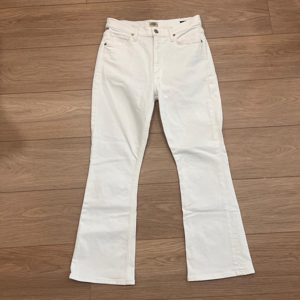 Citizen of Humanity Vintage Demi Cropped Flare Jeans White Denim High Rise 27